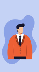 Modern flat design illustration of a professional man in a business suit. Perfect for corporate, employment, career, and management concepts.