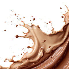 Dynamic chocolate splash action high-quality isolated on transparent background