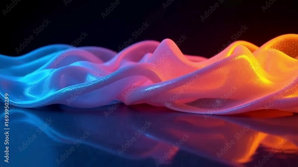 Wall mural morphing polygon meshes twisting dynamically with gradient glow seamless 4k loop