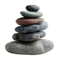 Stone stacking nature peaceful environment isolated on transparent background