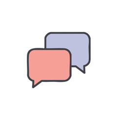 Naklejka premium A vibrant illustration showcasing two overlapping speech bubbles, one pink and another blue, perfectly symbolizes modern digital messaging, online chat, and interactive dialogue.
