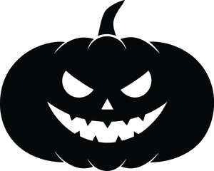 Minimal Halloween Pumpkin Silhouette, Simple Jack o Lantern Vector Icon for Logo and App Design. 