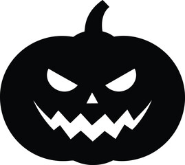 Halloween Pumpkin Silhouette Vector, Jack o Lantern Outline Icon Set, Scary Holiday Symbol Collection. 