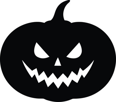Halloween Pumpkin Silhouette Vector, Jack o Lantern Outline Icon Set, Scary Holiday Symbol Collection. 