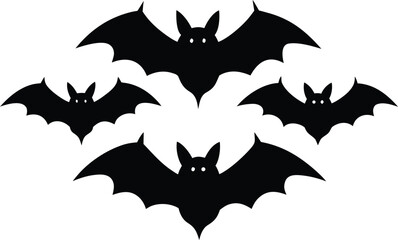 Bat Silhouette Set. A Collection of Scary Halloween Bat Vector Graphics. Flying Bat Silhouettes - Halloween Vector Art Pack