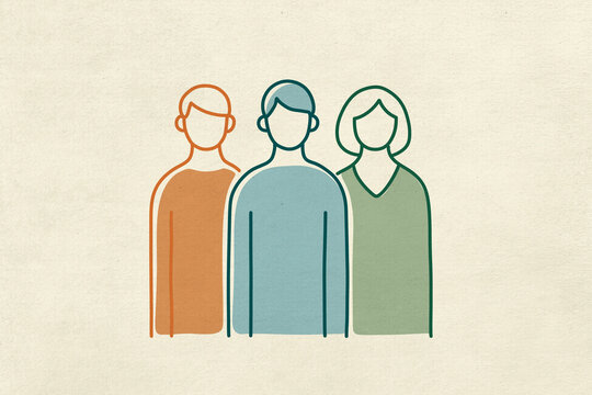 Minimalist illustration of group portrait symbolizing togetherness