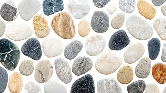 Seamless natural stone pebble mosaic texture abstract background Minimal geometric patterns isolated on a transparent background - Powered by Adobe
