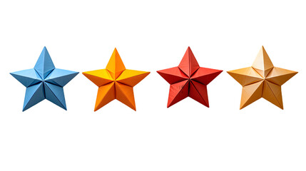 Set of four minimalist geometric star with abstract origami inspired designs isolated on a transparent background