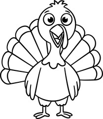 Cute Turkey Outline Cartoon
