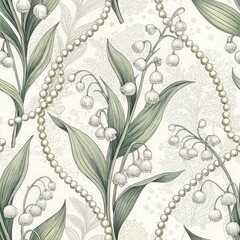 Elegant Lily of the Valley and Pearls Pattern