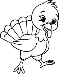 Cute Turkey Outline Cartoon