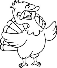 Cute Turkey Outline Cartoon