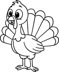 Cute Turkey Outline Cartoon