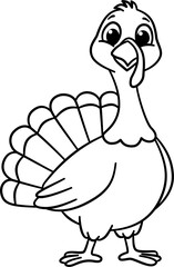 Cute Turkey Outline Cartoon