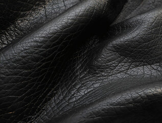 Black Leather Texture Detailed Background 