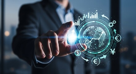 Global business and finance technology digital transformation concept