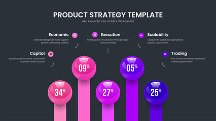 Financial Overview Slide Layout Vector Illustration. Creative Campaign Five Step Chart Slideshow Design. Consulting Review 5 Option Infographic Frame Template.