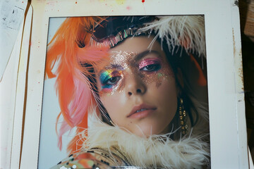 Image of woman in nigh club, 90s theme party generative AI concept