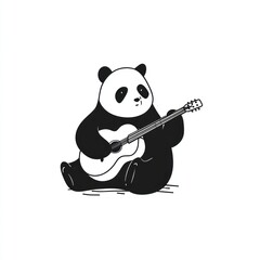 black bear playing guitar silhouette