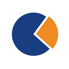 Bold Pie Chart Design With Two Large Contrasting Slices, Simplified Vector