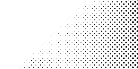 Dotted halftone gradient texture. Vanishing polka dot background. Repeating dots gradation pattern background. Black fading comic pop art overlay