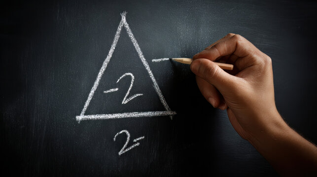 White Chalk Handwriting Mathematics Formula on Black Background, Educational Math Concept, School Board Writing
