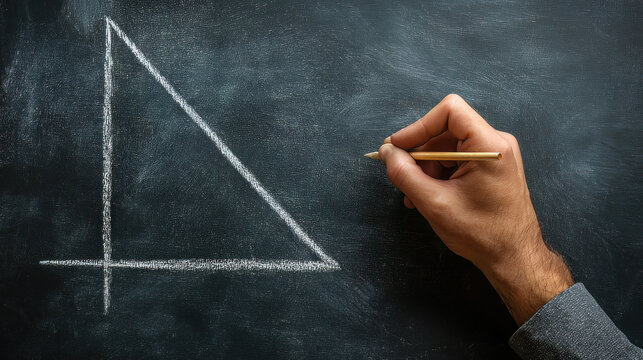 White Chalk Handwriting Mathematics Formula on Black Background, Educational Math Concept, School Board Writing