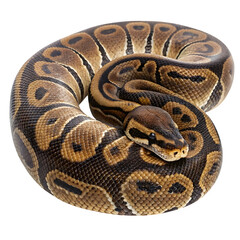 Fototapeta premium Illustration of a ball python isolated on transparent background, top view