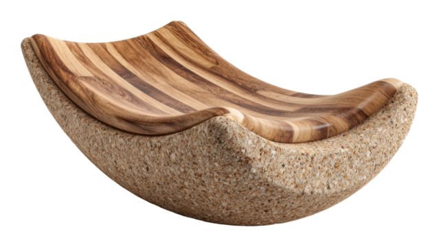 Elegant wooden rocking chair design modern living room furniture style isolated on transparent background