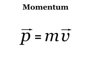 Momentum Formula on the white background. Education. Science. School. Vector illustration.