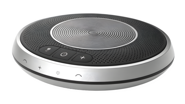 Portable speakerphone for conference calls isolated on transparent background