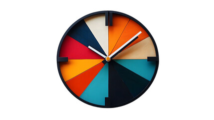 Unique and Vibrant Geometric Clock Designs with Abstract Patterns Shapes and Textures isolated on a transparent background
