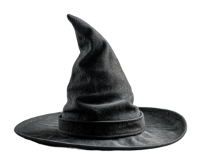 Witchcraft event featuring black hat fantasy dark ambiance isolated on transparent background