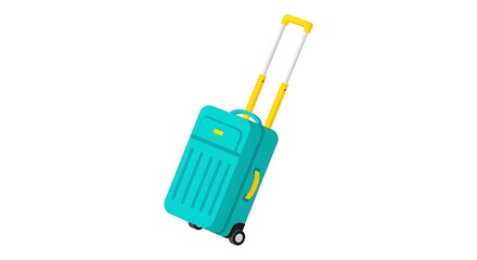 Vibrant teal rolling suitcase with bright yellow accents ready for your next exciting adventure, inspiring wanderlust and travel dreams.