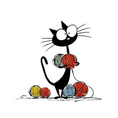 knitting yarn and long neck cat needles