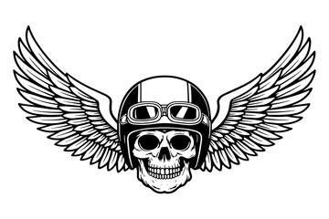 Winged Skull with Helmet and Goggles Illustration