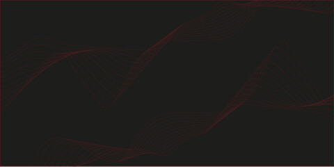 Luxurious and Vivid Red Gradient Wave Lines Sweeping Across a Black Background, Creating Depth and Movement for Premium Templates, Posters, or Backgrounds