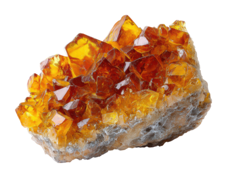 Discover amber gemstone crystals nature mineral collection isolated on transparent background