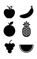 Fruit silhouettes against black background
