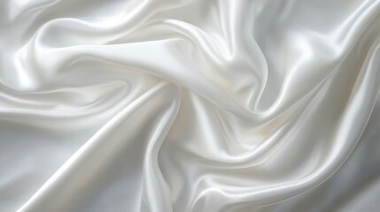 Fototapeta premium A close-up view of smooth, flowing white fabric, showcasing its delicate texture and sheen.