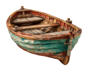 Rustic fishing boat coastal shore natural isolated on transparent background