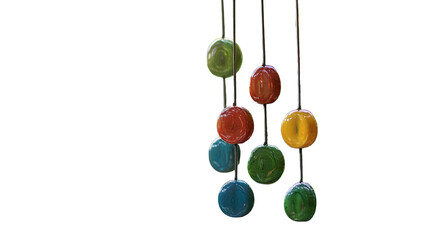 Vibrant and Soothing Wind Chimes Hanging in the Outdoor Garden or Patio for a Calming isolated on a transparent background