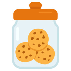 cookies in a jar flat color vector illustration template design