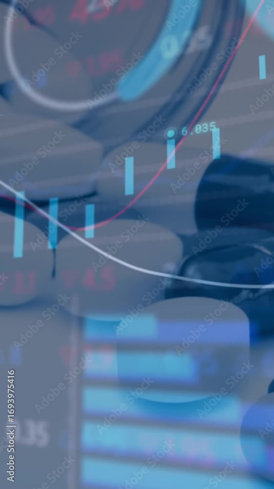 Poster animation of data processing over pills and medication