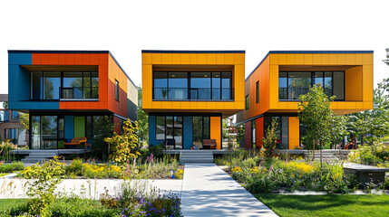 Vibrant Architectural Designs Showcase Innovative Modern Homes with Sustainable isolated on a transparent background