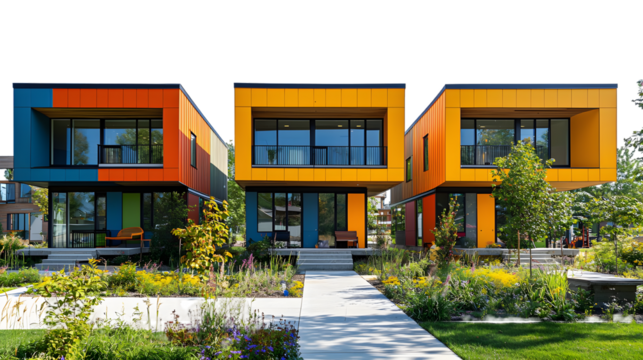Vibrant Architectural Designs Showcase Innovative Modern Homes with Sustainable isolated on a transparent background