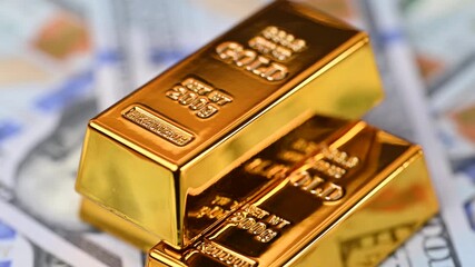 gold bars with dollar bills - Powered by Adobe