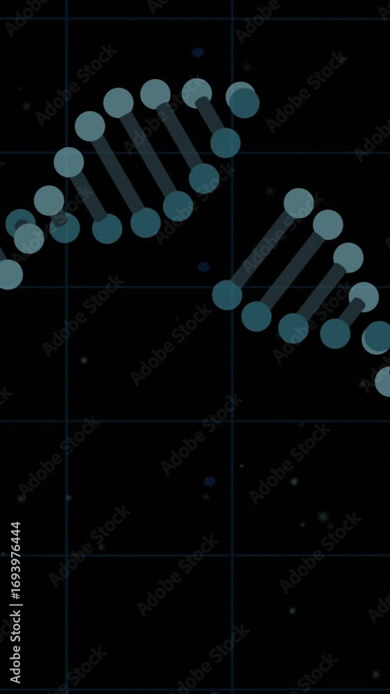 Poster dna structures spinning against red graph over grid network against black background