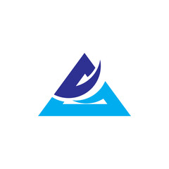 Fototapeta premium Dynamic Blue Triangle Shape Business Symbol