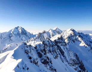 Naklejka premium Snowy mountain peaks under a clear sky (1)